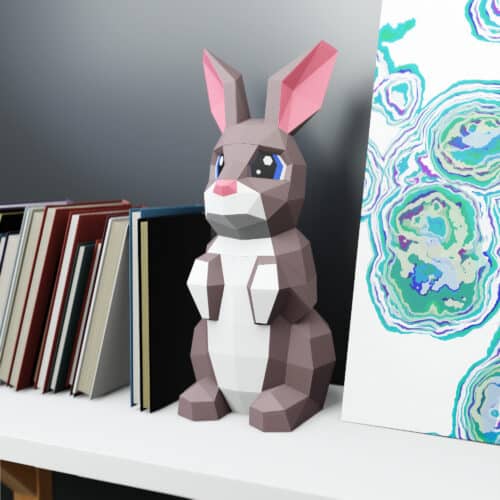 Papercraft di coniglio carino in origami 3D