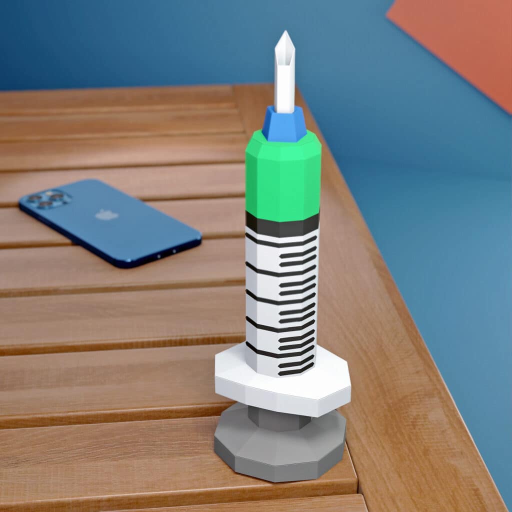 Papercraft of medical syringe in 3D origami Papercraft of medical syringe in 3D origami