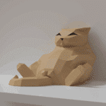 Papercraft fat cat origami template