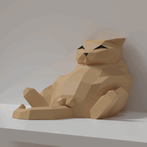 Papercraft fat cat origami template