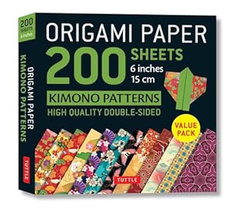 Origami Paper Kimono Patterns – 200 feuilles d’origami double-face aux motifs kimono (15 cm)