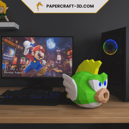 Cheep cheep de Mario en papecraft 3D