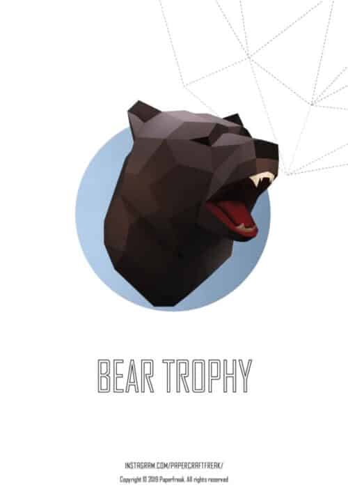 Tête de trophée ours en papercraft 3D