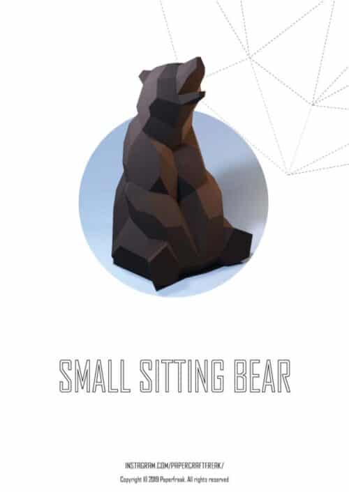 Petit ours assis en papercraft 3D