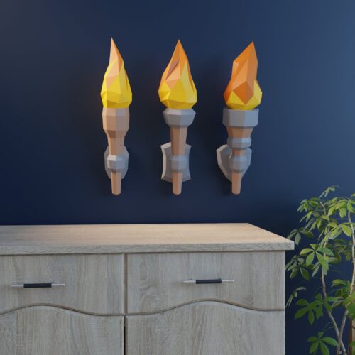 Torches murales en papercraft
