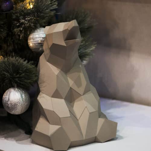 Petit ours assis en papercraft 3D