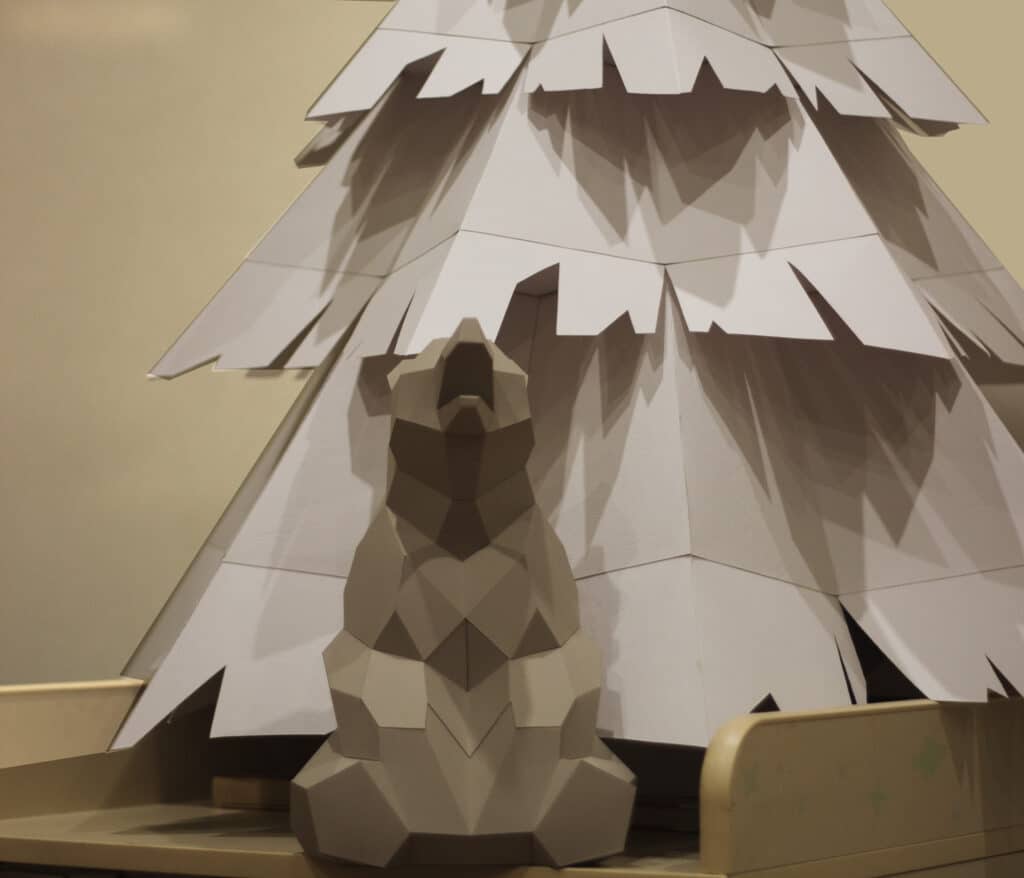 Papercraft de oso pequeño sentado en origami 3D Papercraft de oso pequeño sentado en origami 3D