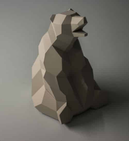 Petit ours assis en papercraft 3D