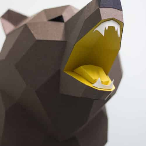 Tête de trophée ours en papercraft 3D
