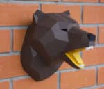 Tête de trophée ours en papercraft 3D