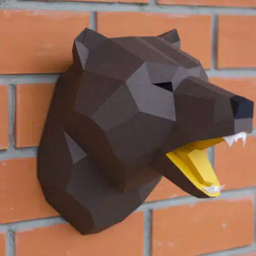 Tête de trophée ours en papercraft 3D