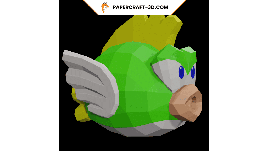 Papercraft de Cheep Cheep vert en origami 3D Papercraft de Cheep Cheep vert en origami 3D