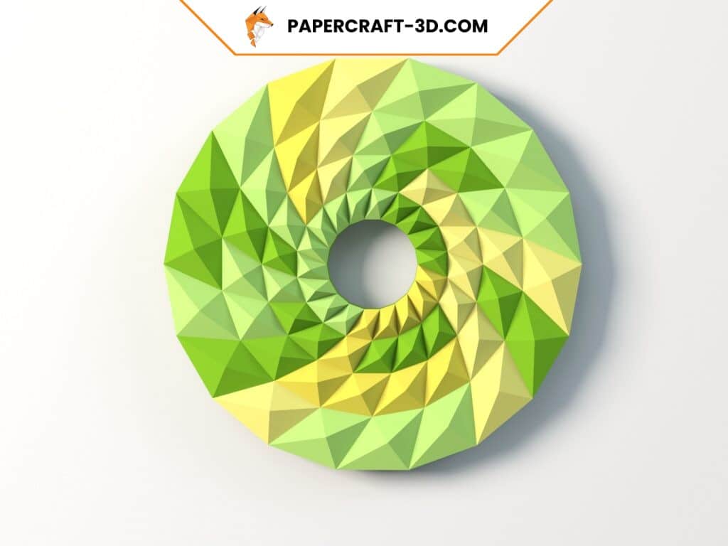 Papercraft einer kreisförmigen Wanddekoration in 3D-Origami Papercraft einer kreisförmigen Wanddekoration in 3D-Origami