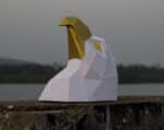 Sculpture tête d'aigle en papercraft 3D