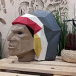 Papercraft of Native American chief in 3D origami