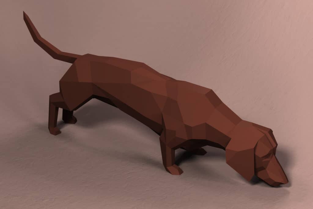 Papercraft eines Dackels im 3D-Origami Papercraft eines Dackels im 3D-Origami