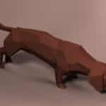 Papercraft eines Dackels im 3D-Origami