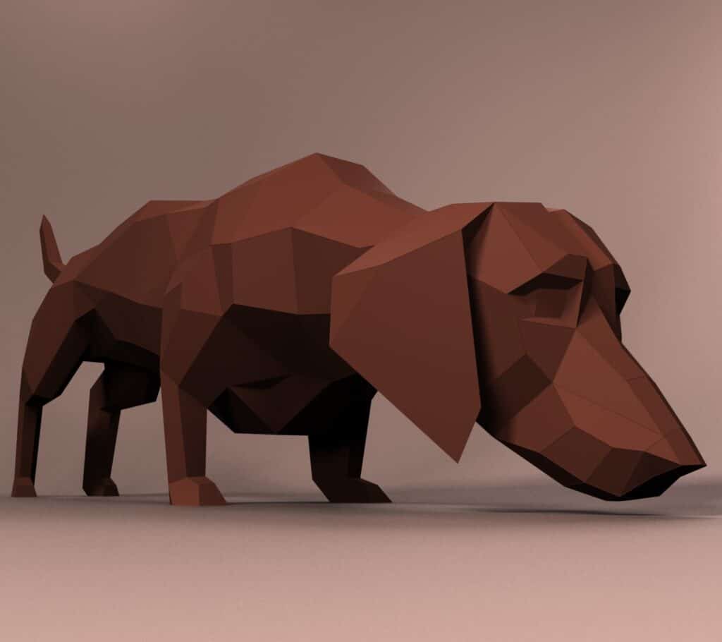 Papercraft eines Dackels im 3D-Origami Papercraft eines Dackels im 3D-Origami
