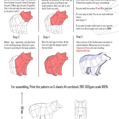 Petit ours simple en papercraft 3D
