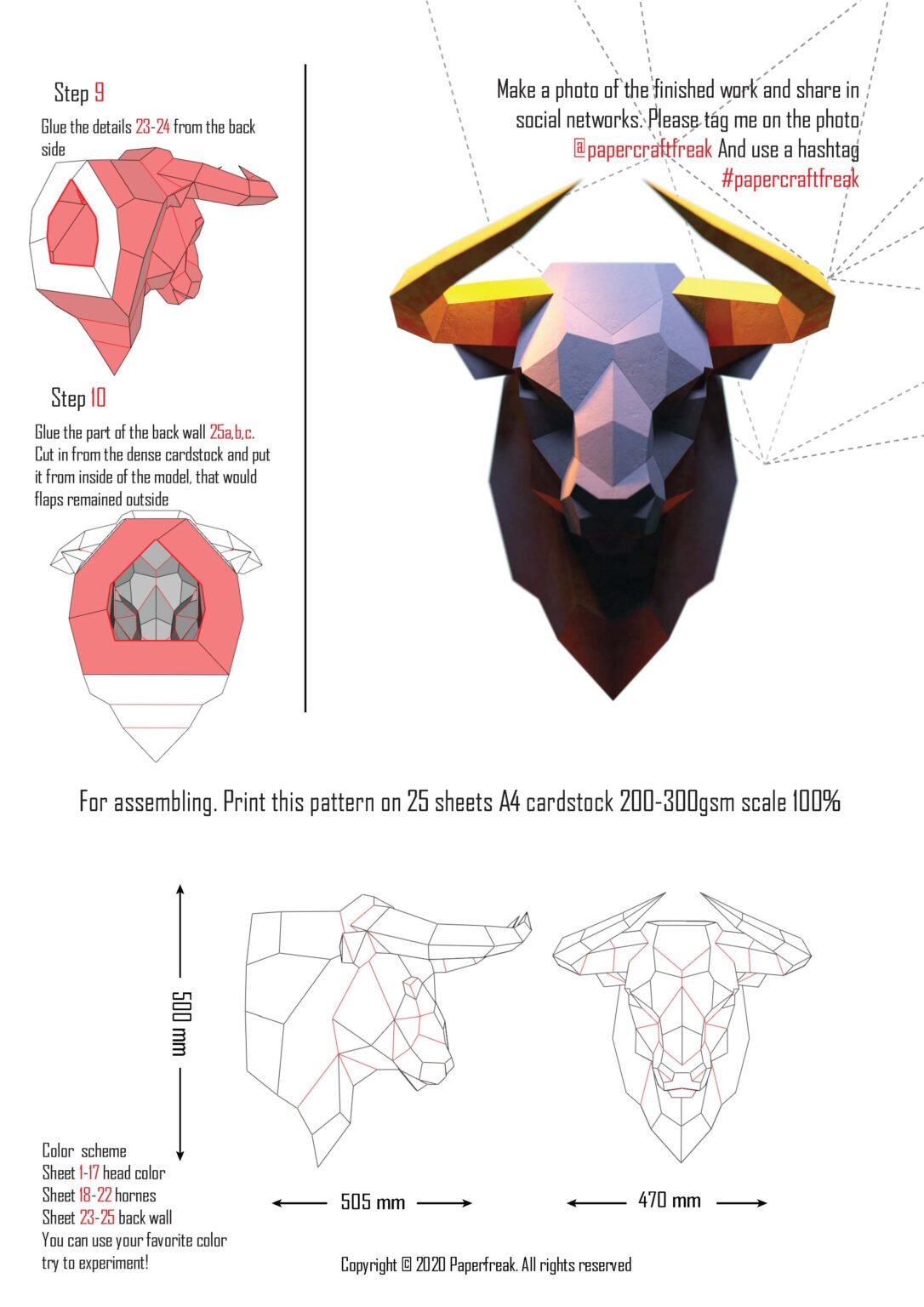 Papercraft bull en origami 3D Papercraft bull en origami 3D
