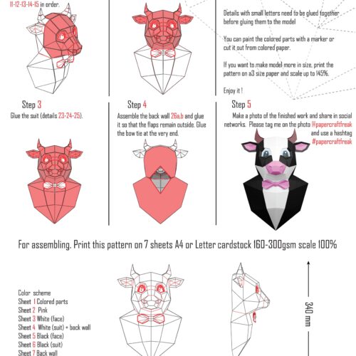 Taureau en costume papercraft 3D