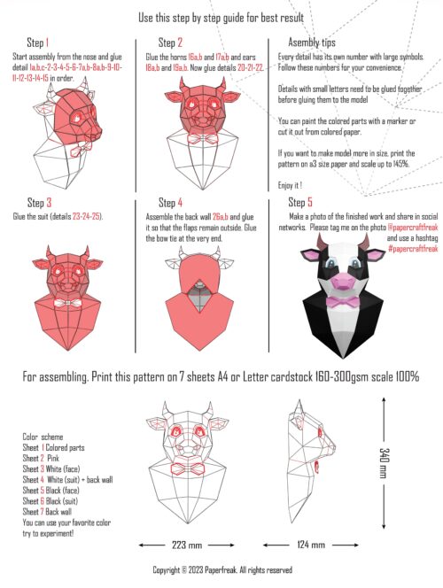 Taureau en costume papercraft 3D