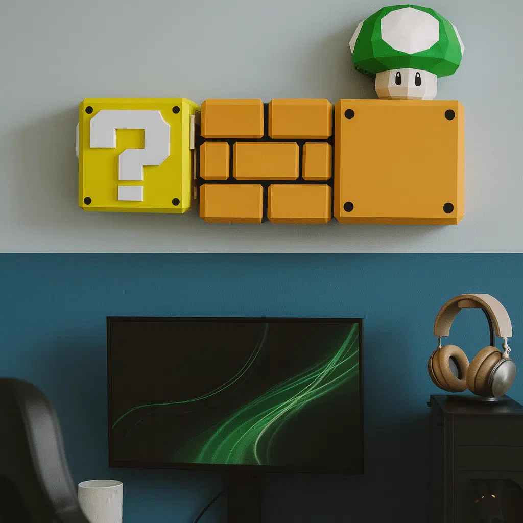 Blocs rétro gaming de Mario en papercraft 3D