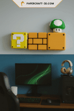 Blocs rétro gaming de Mario en papercraft 3D