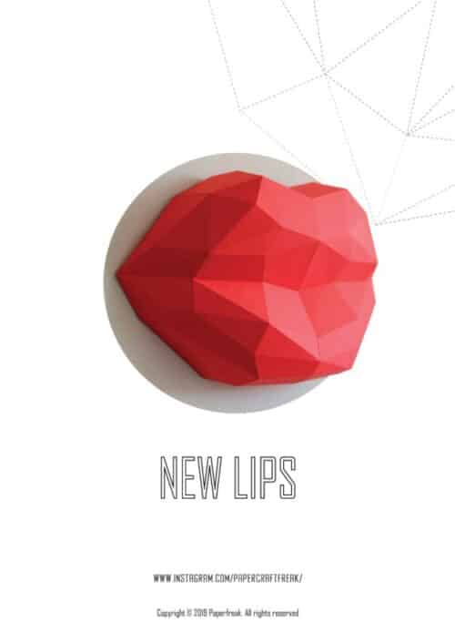 Lèvres rouges en papercraft 3D