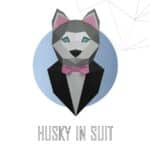 Sculpture chien husky en papercraft 3D