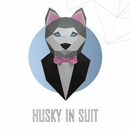Sculpture chien husky en papercraft 3D