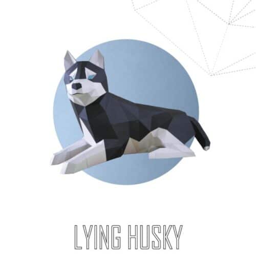 Husky allongé en papercraft 3D