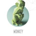 Singe assis en papercraft 3D