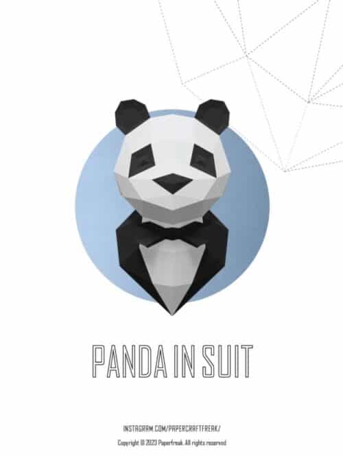 Panda en costume en papercraft 3D