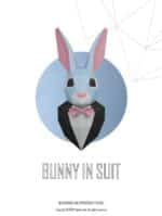 Lapin en costume en papercraft 3D