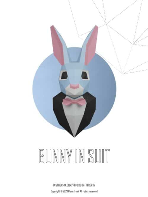 Lapin en costume en papercraft 3D
