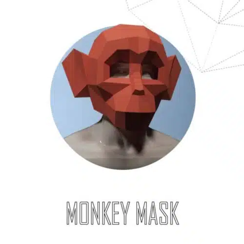 Singe assis en papercraft 3D