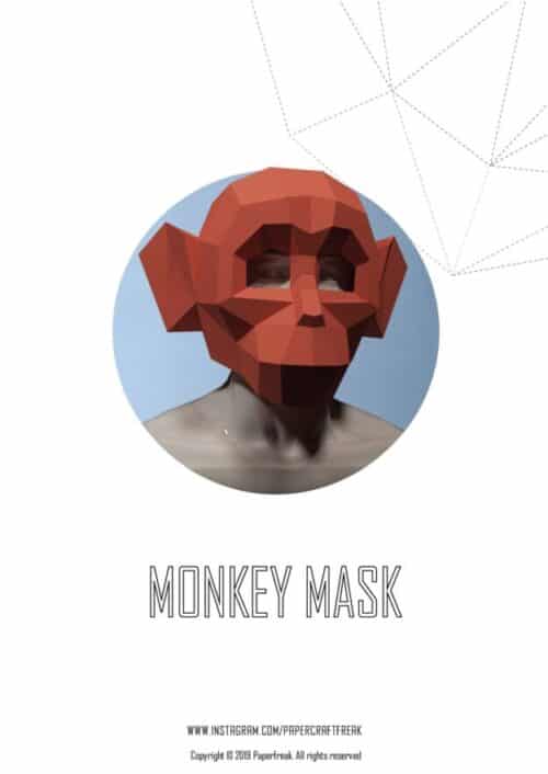 Masque singe papercraft 3D Halloween