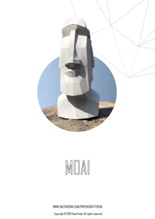 Tête de Moai en papercraft 3D