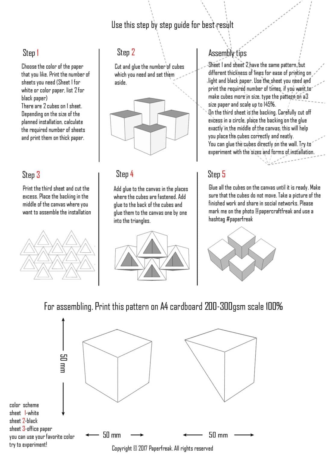 Papercraft de cubes géométriques en origami 3D Papercraft de cubes géométriques en origami 3D