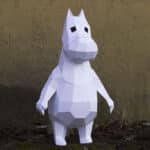 Papercraft de petit hippopotame en origami 3D