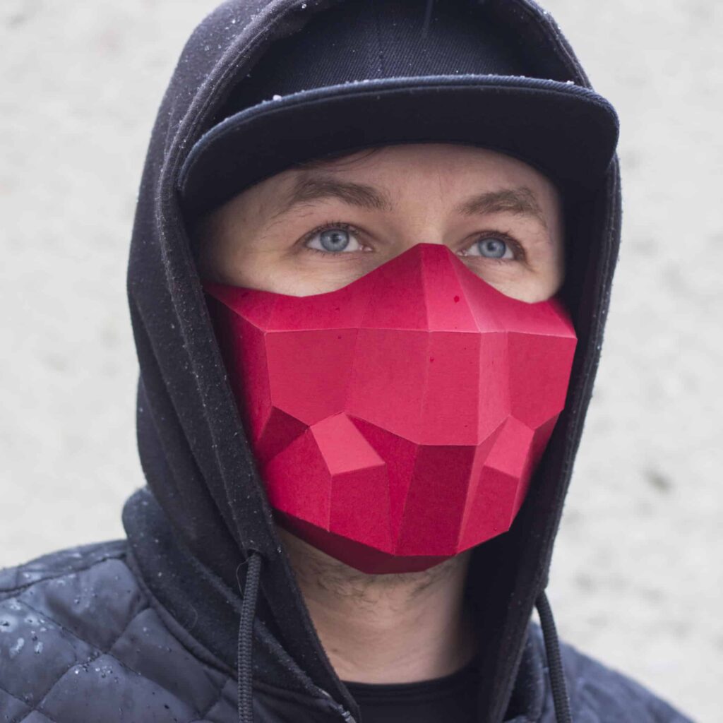Masque polygonal papercraft 3D Halloween