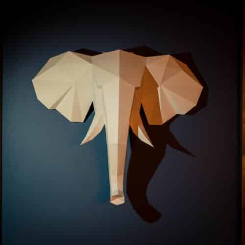 Tête d'éléphant en papercraft 3D