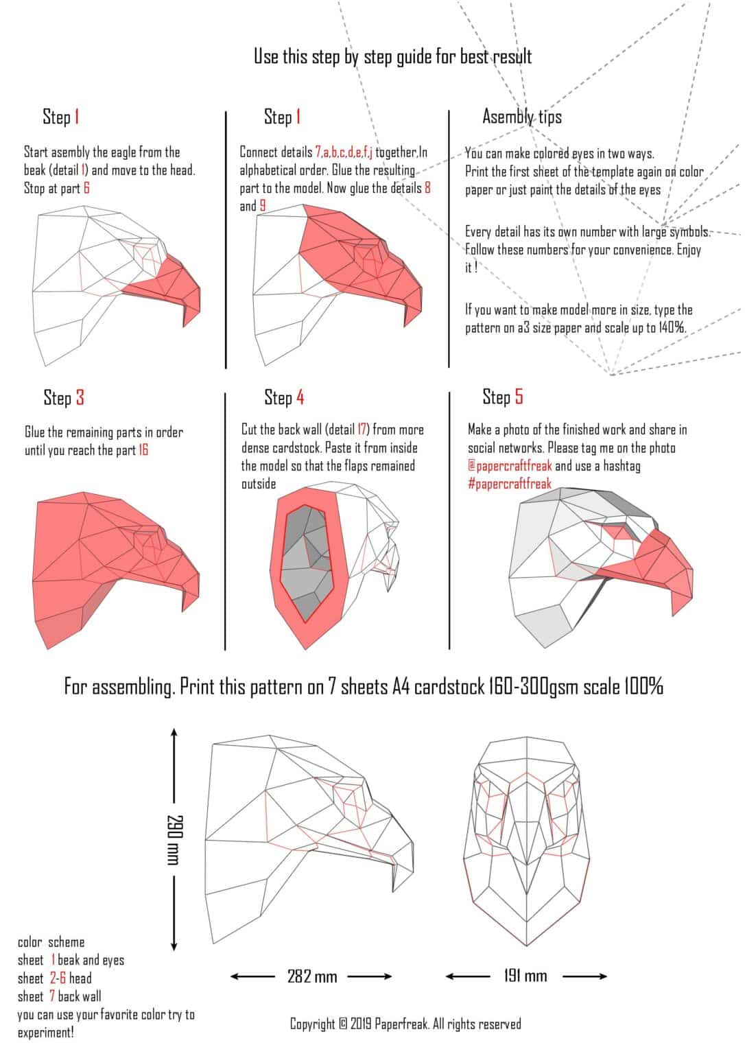 Papercraft eagle head in 3D origami Papercraft eagle head in 3D origami