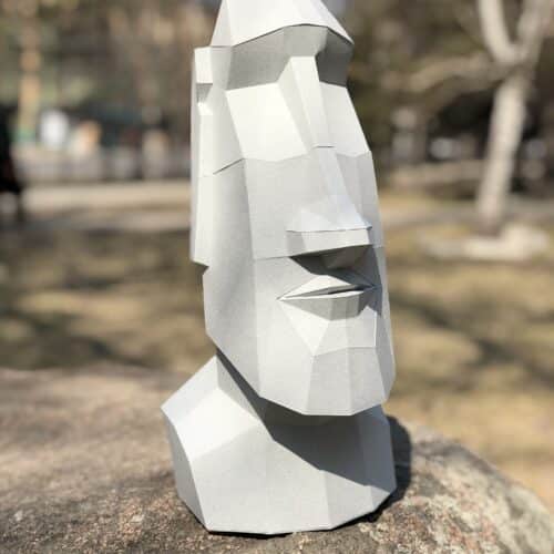 Tête de Moai en papercraft 3D