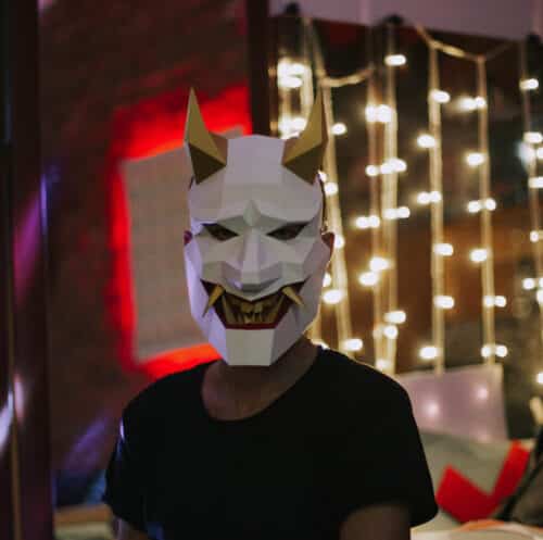 Masque démon Oni en papercraft 3D