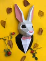 Lapin en costume en papercraft 3D
