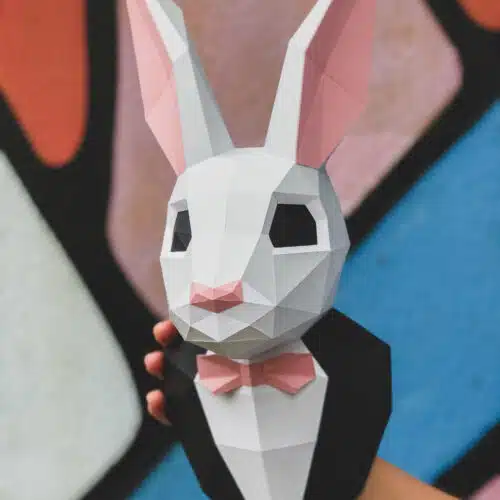 Lapin en costume en papercraft 3D