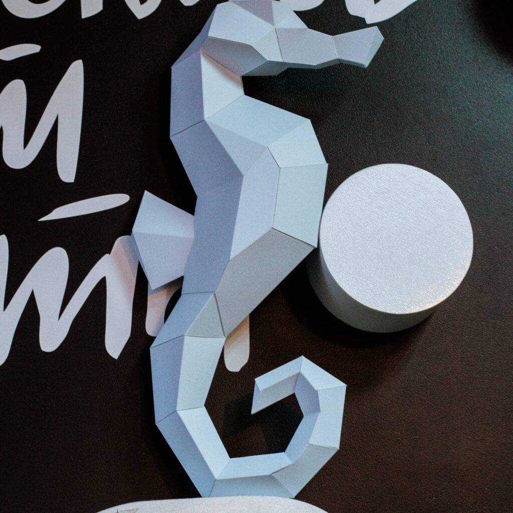 Hippocampe en papercraft 3D