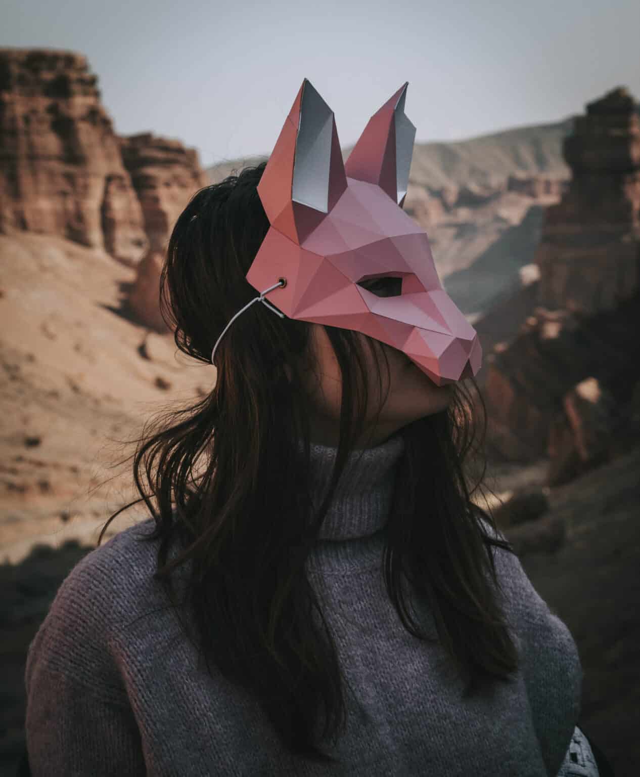 Papercraft de masque chat en origami 3D Papercraft de masque chat en origami 3D